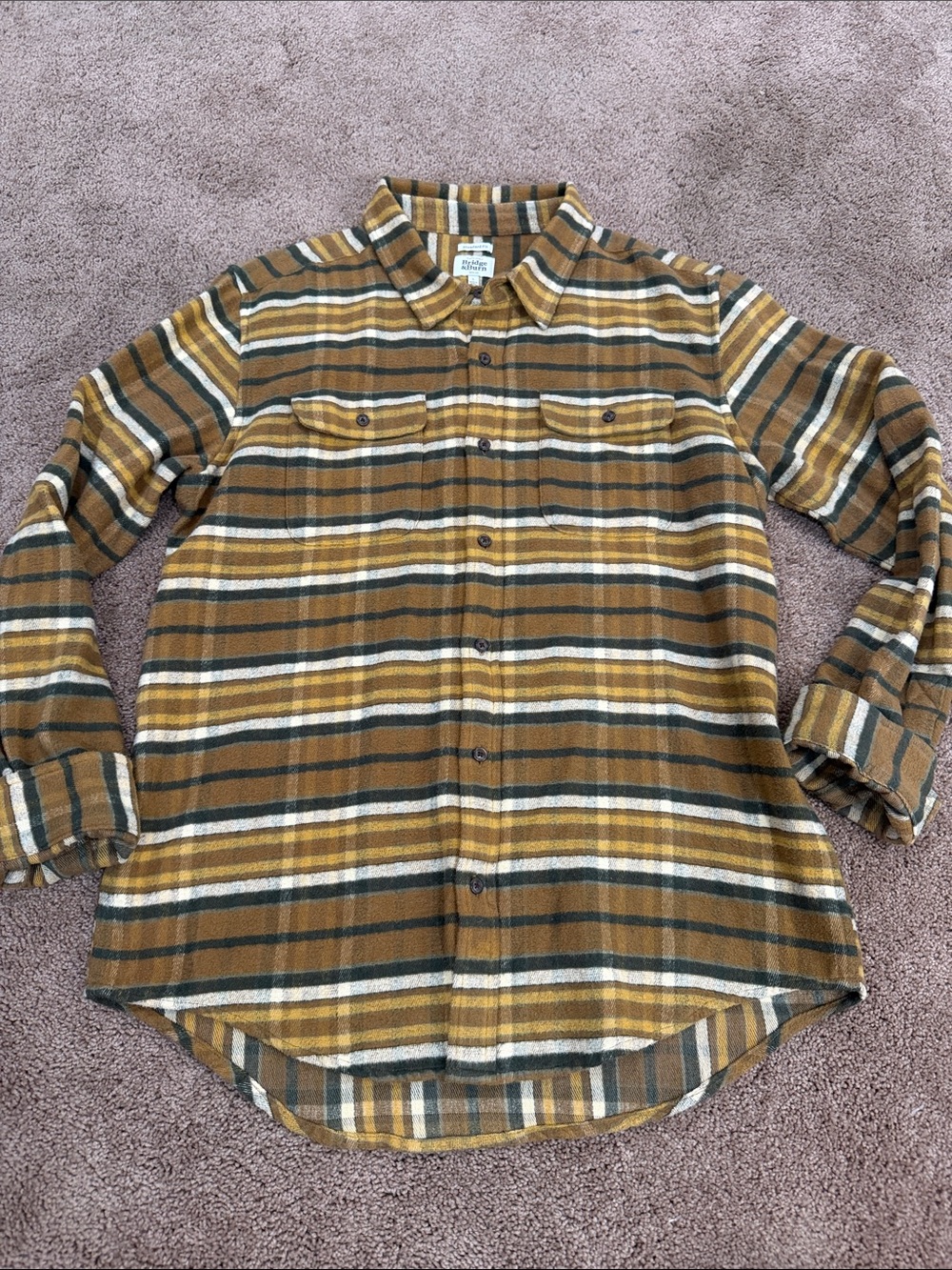 Bridge & Burn Men's Plaid Button-Down Shirt in Brown & Mustard